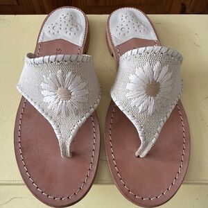 Rare Jack Rogers Women's Sandals Daisy Fabric Embroidered size 8.5
